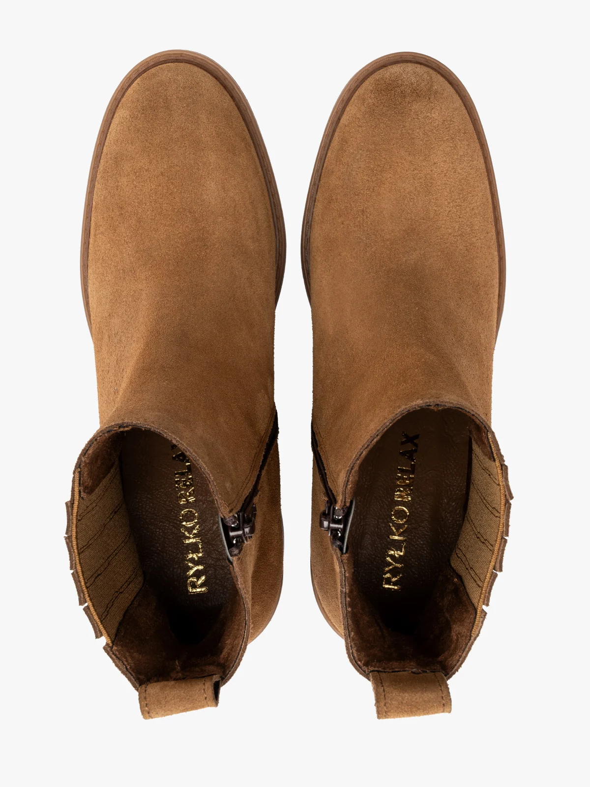 Rude, welurowe sztyblety damskie z zamkiem