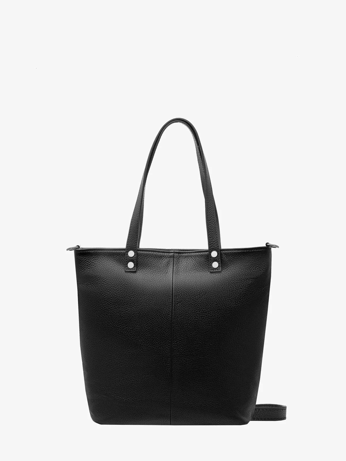 Duża, czarna torebka typu shopperka zapinana na zamek