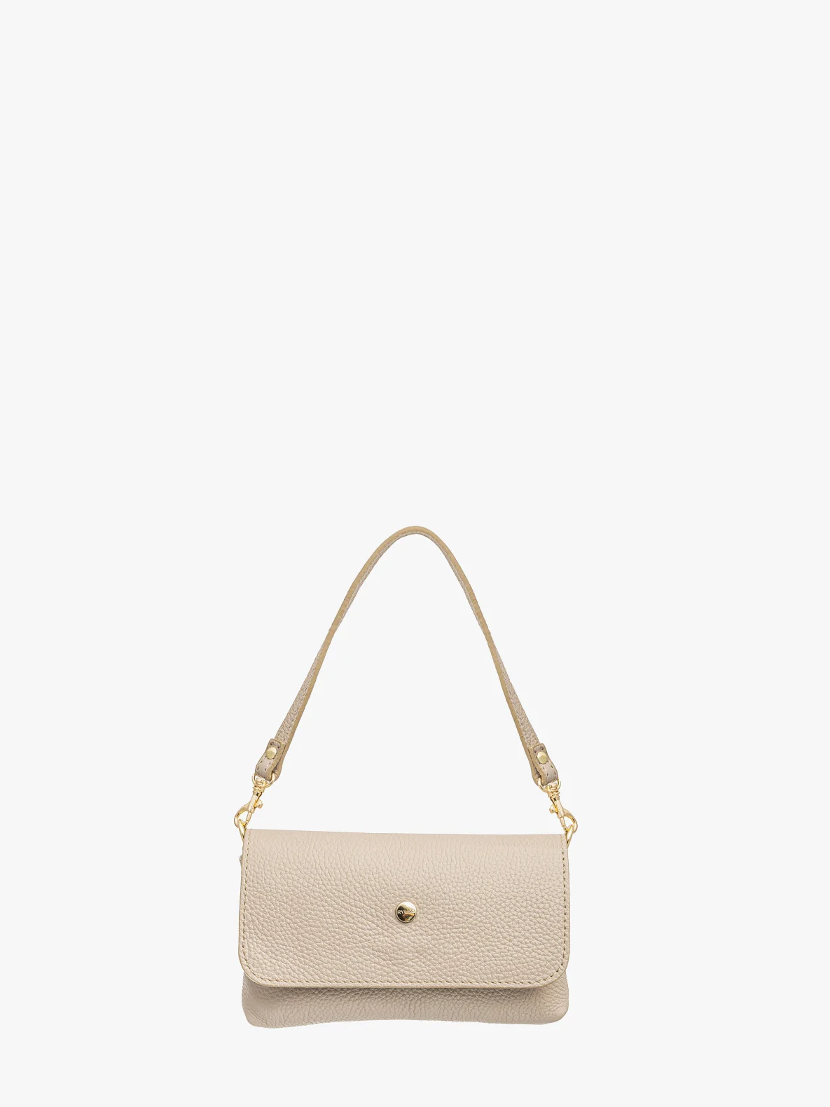 Beżowa, elegancka torebka ze złotym łańcuszkiem