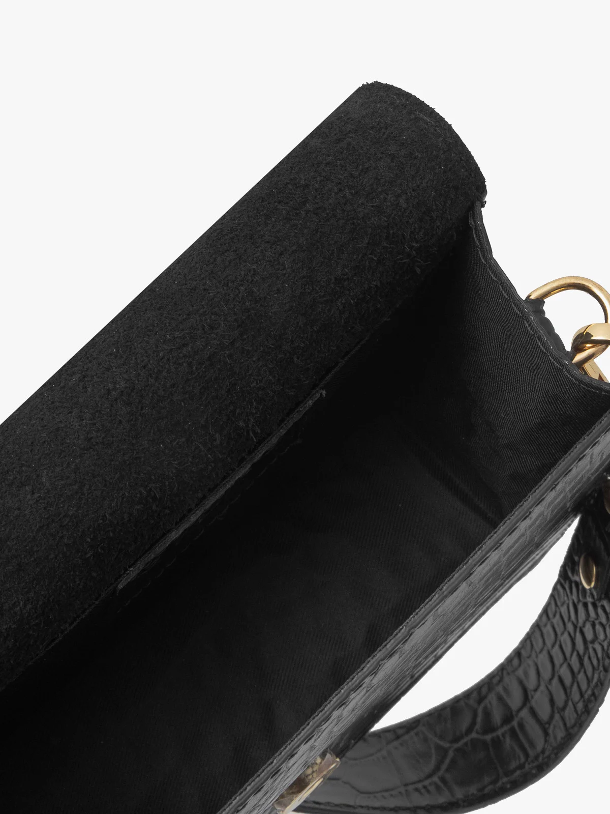 Elegancka, czarna torebka w zwierzęcy deseń