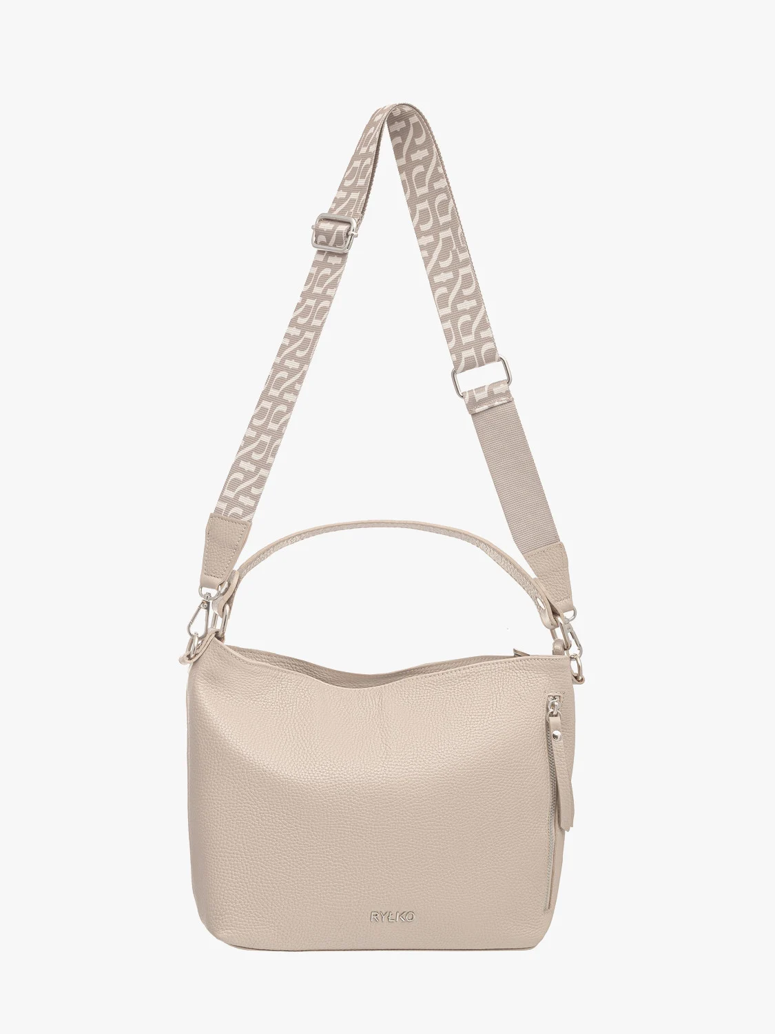 Kremowa torebka na pasku z tkaniny