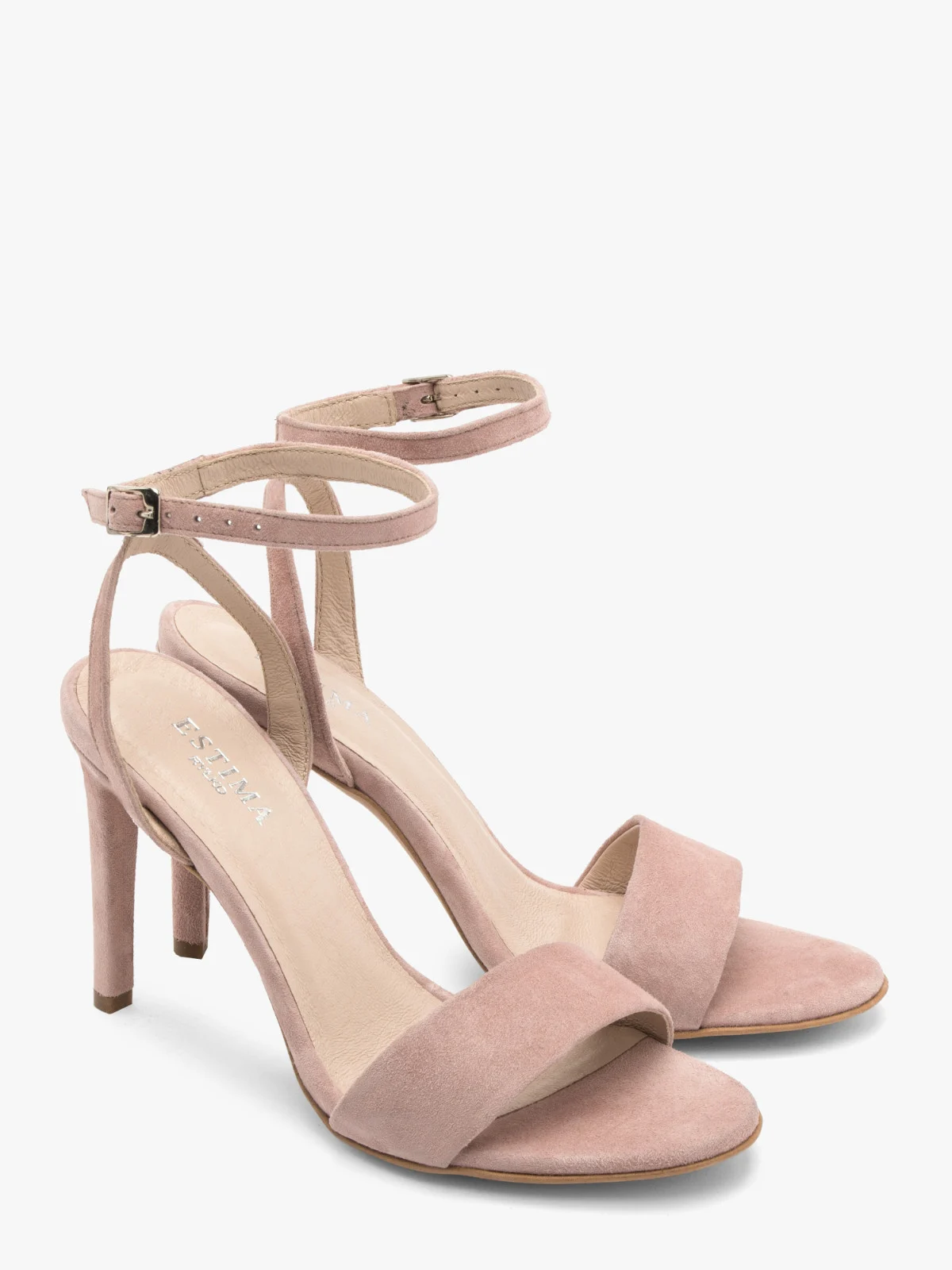 Pudrowo-różowe sandały na wysokiej szpilce
