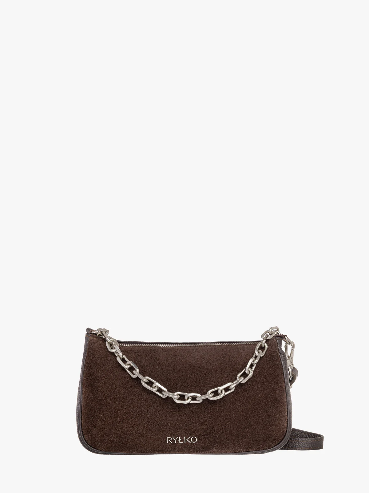 Brązowa torebka z ozdobnym łańcuchem