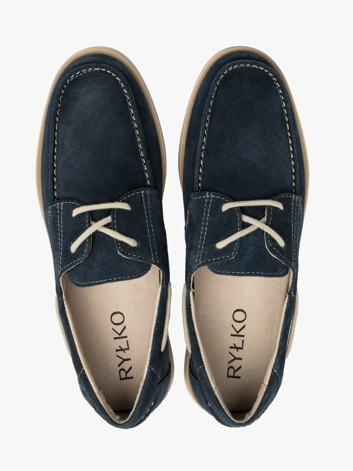 Granatowy półbut męski z ozdobnym sznurowaniem