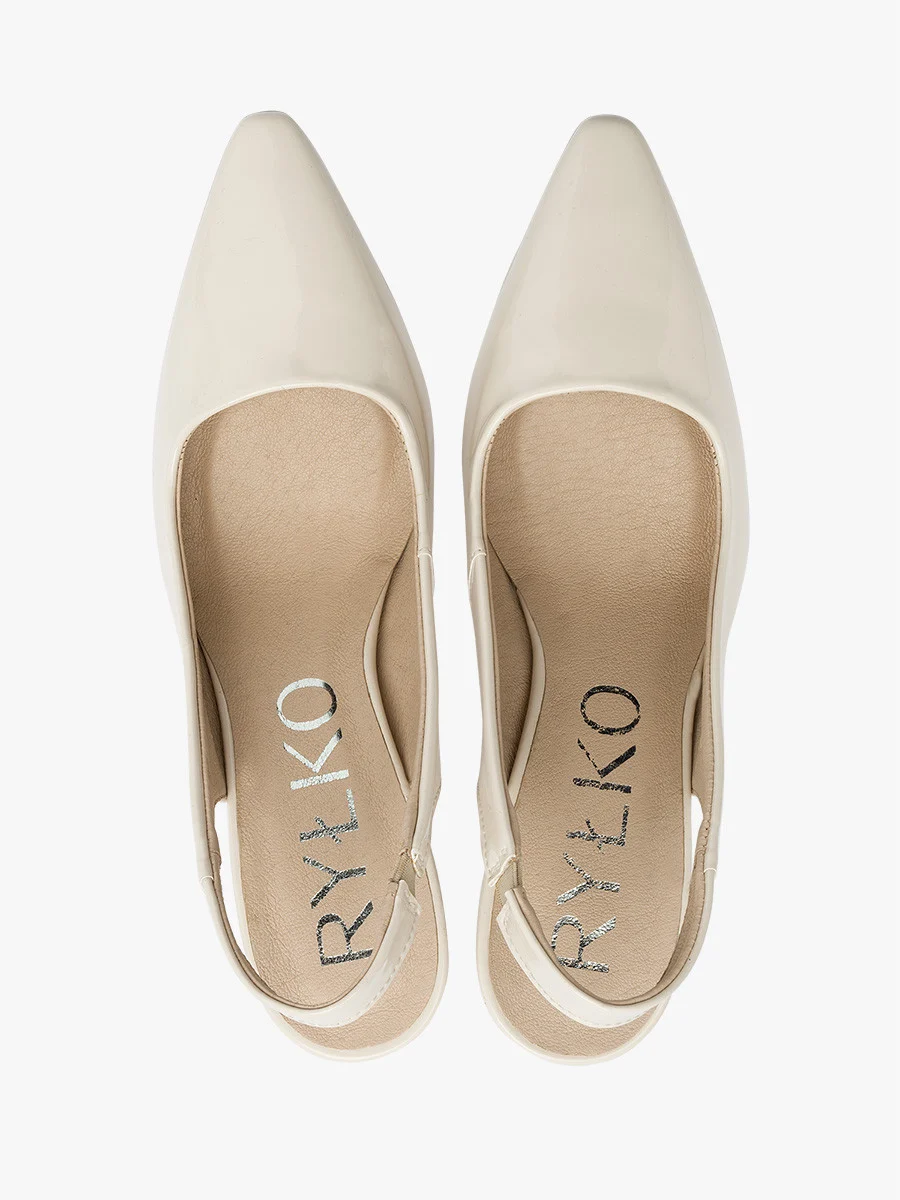 Lakierowane kremowe czółenka z odkrytą piętą