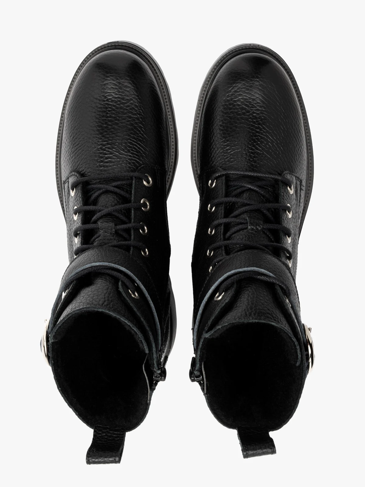 Czarne trzewiki damskie z ozdobną sprzączką