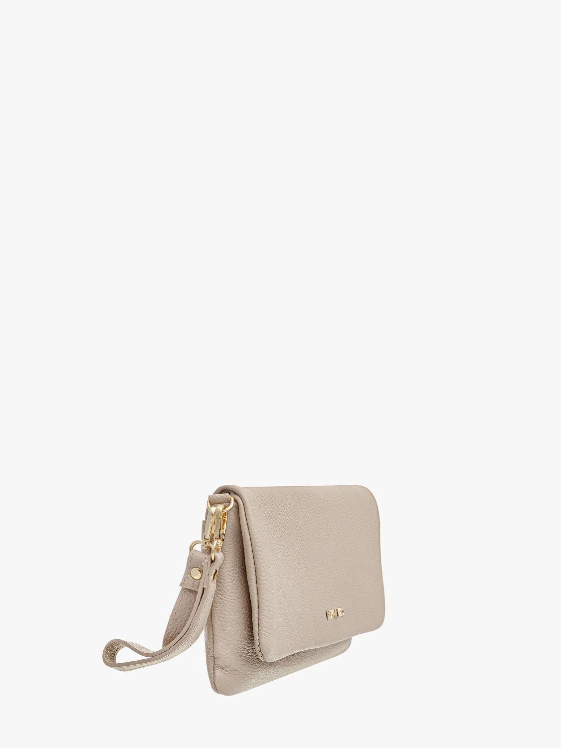 Mała, beżowa torebka z poręczną rączką