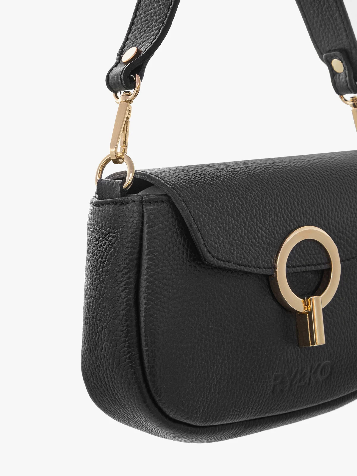 Elegancka torebka z dwoma paskami oraz złotymi detalami