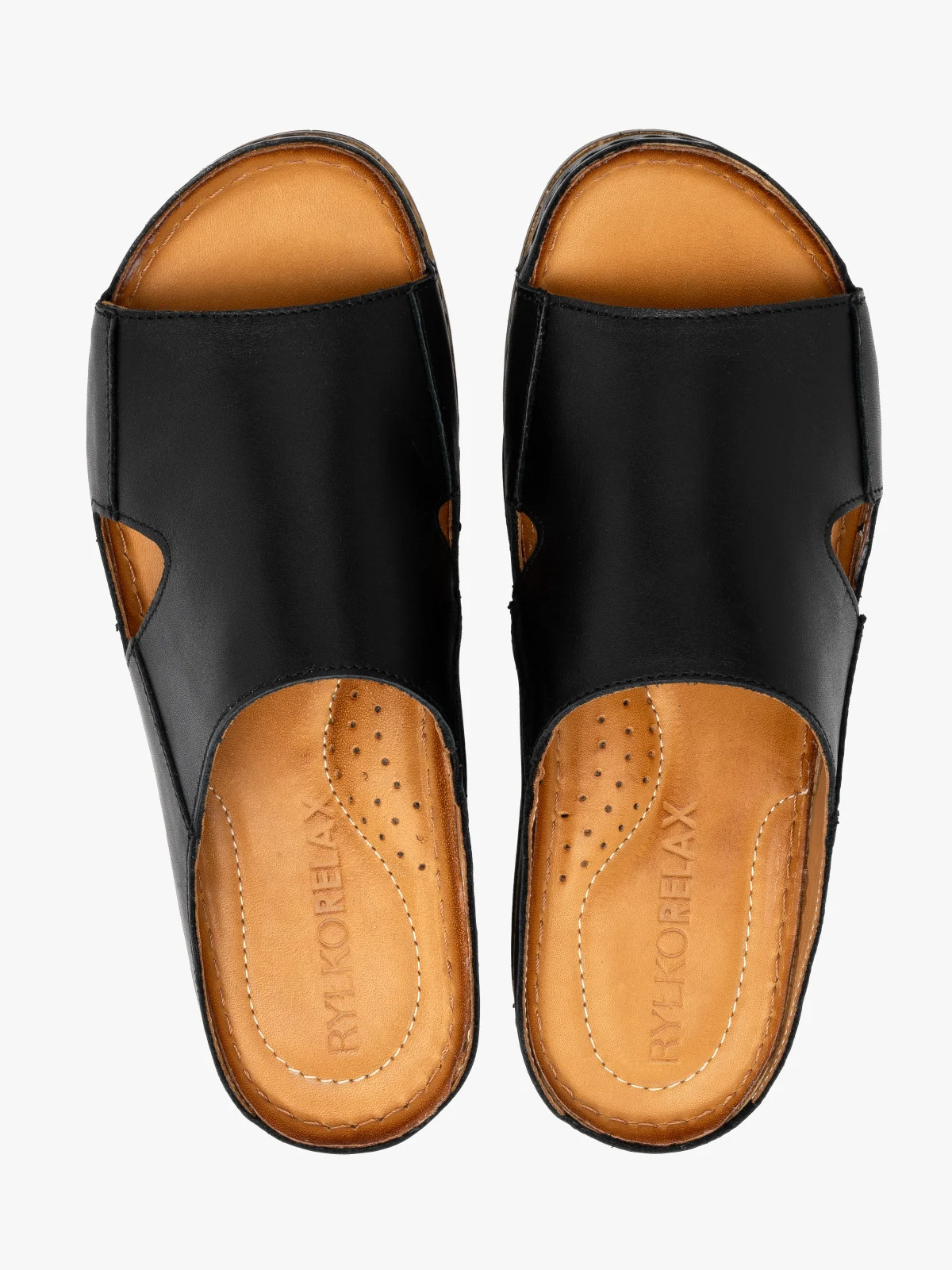 Czarne klapki na dwukolorowej, niskiej platformie