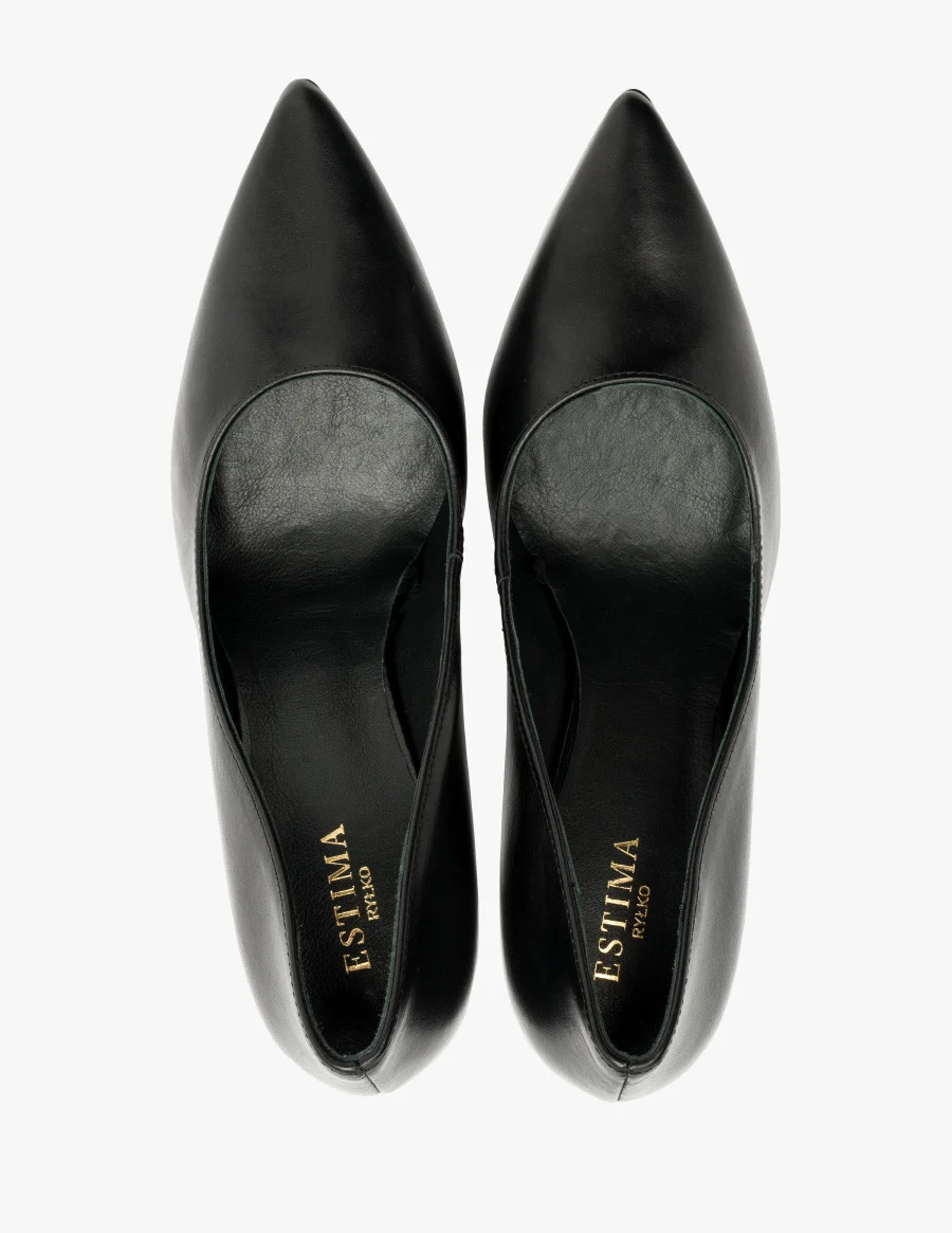 Czarne czółenka na wysokim obcasie