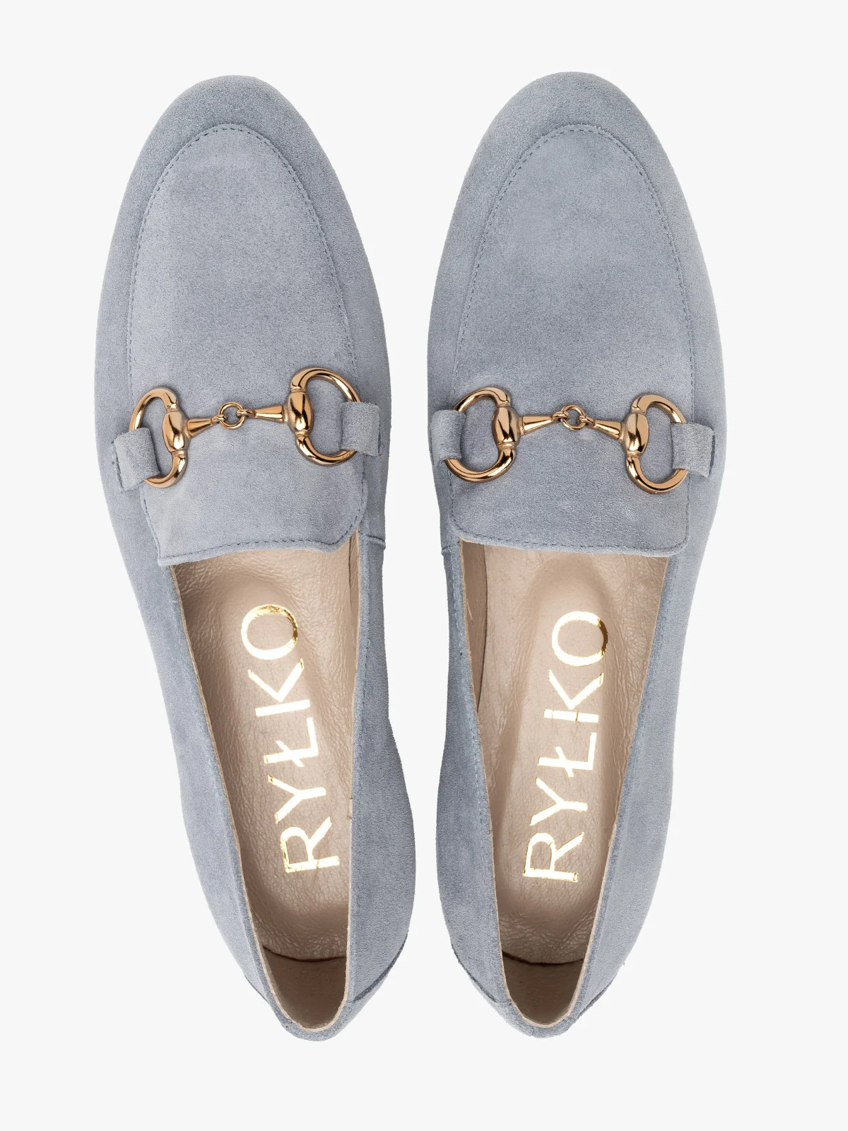 Niebieskie mokasyny z ozdobną klamerką