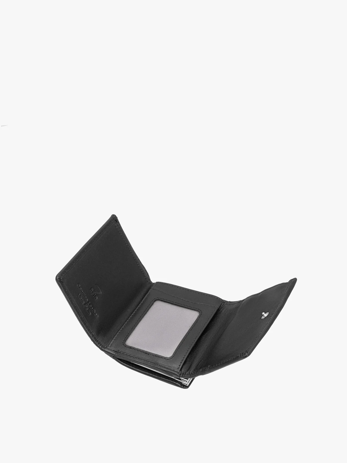 Czarny portfel damski z ozdobnym zapięciem