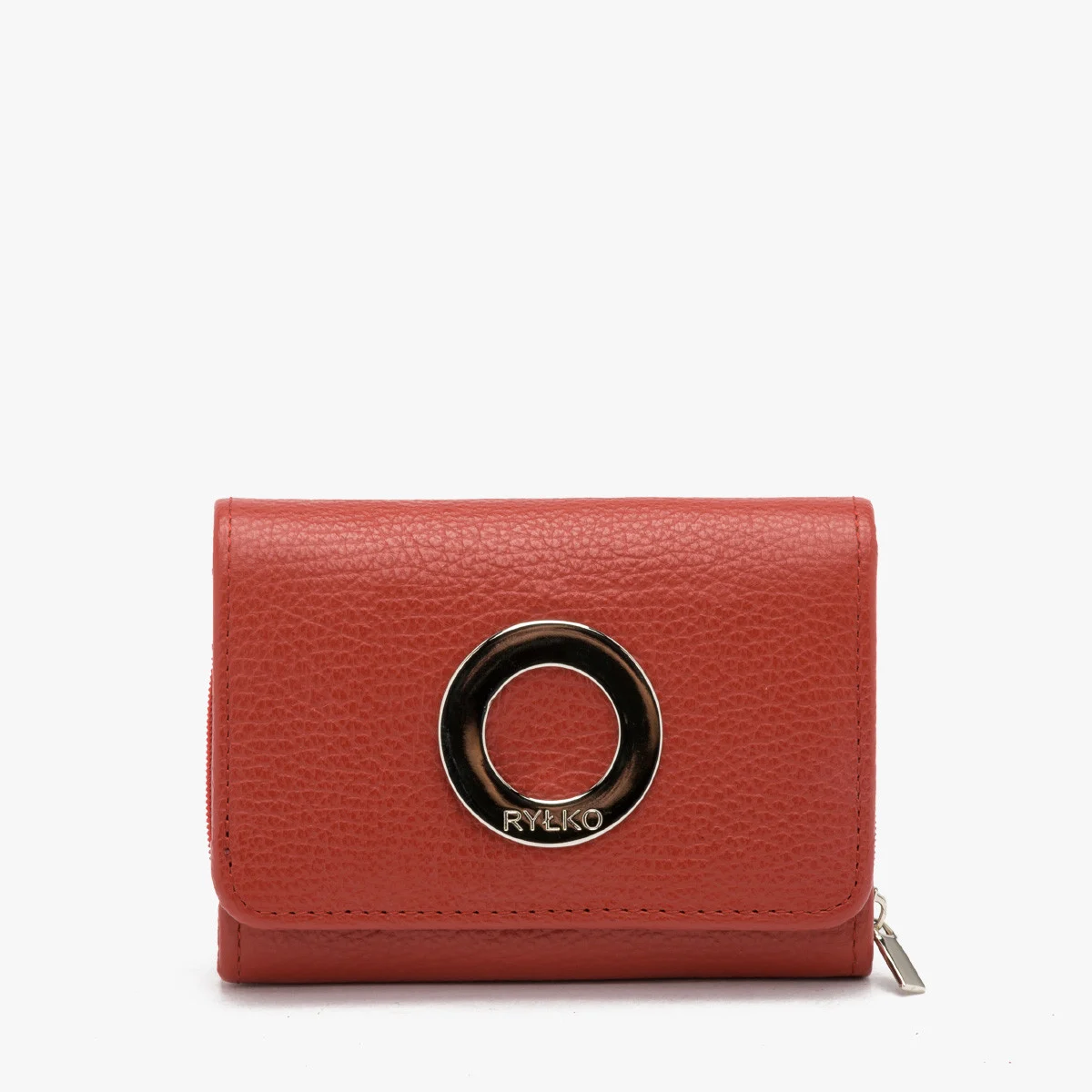 Czerwony portfel damski ze srebrnym detalem