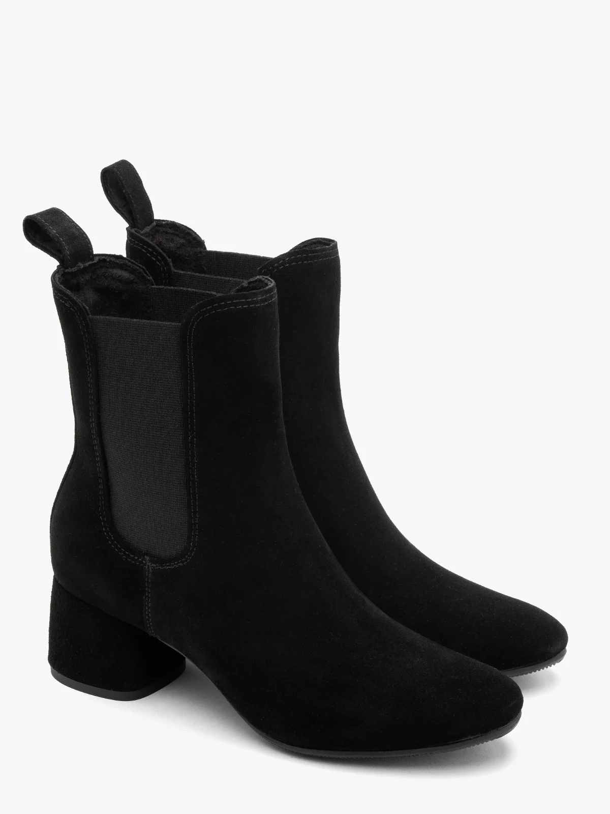 Welurowe sztyblety damskie na okrągłym obcasie