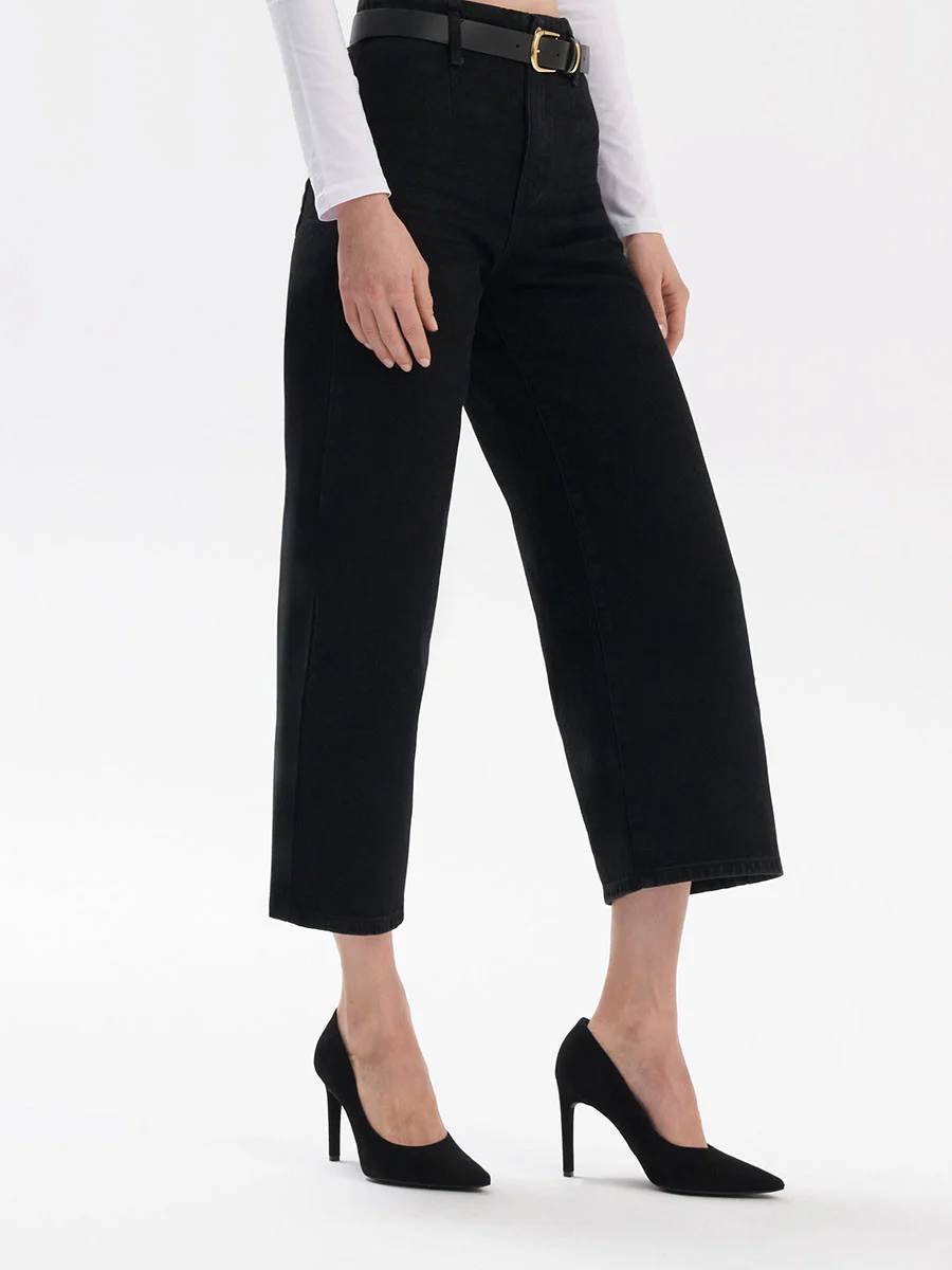 Czarne czółenka na wysokim obcasie