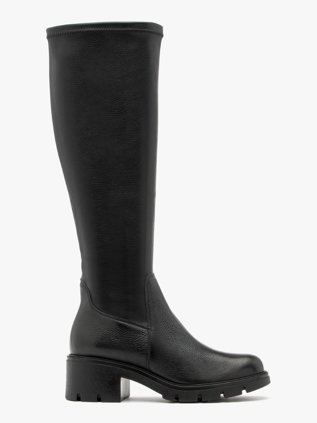 Czarne elastyczne kozaki z szeroką cholewką