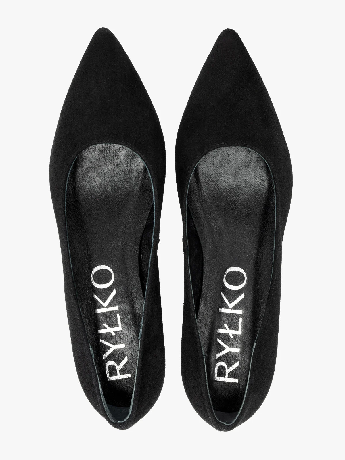 Czarne welurowe czółenka na słupku