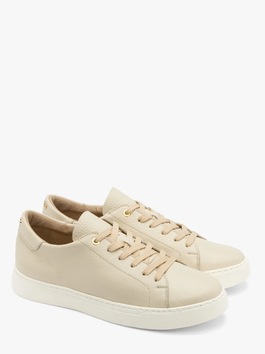 Kremowe półbuty sportowe ze złotymi detalami