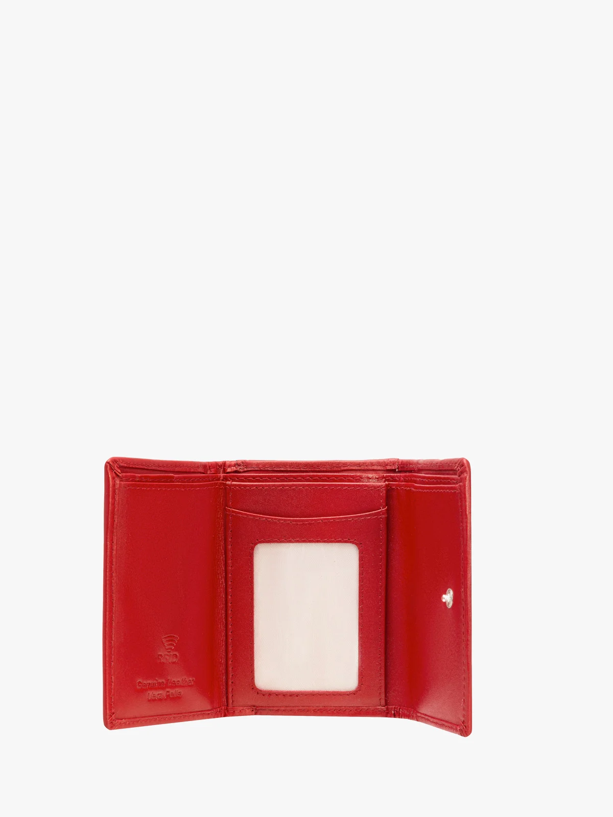 Czerwony portfel damski z ozdobnym zapięciem