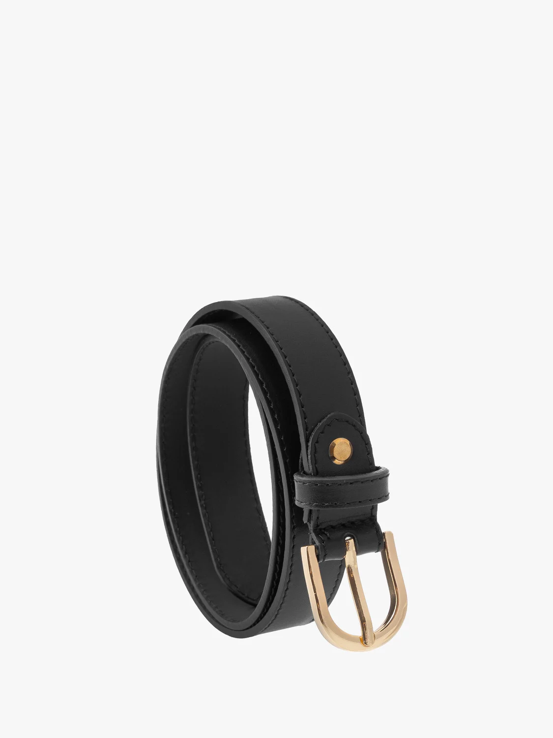 Czarny pasek ze złotą klamrą