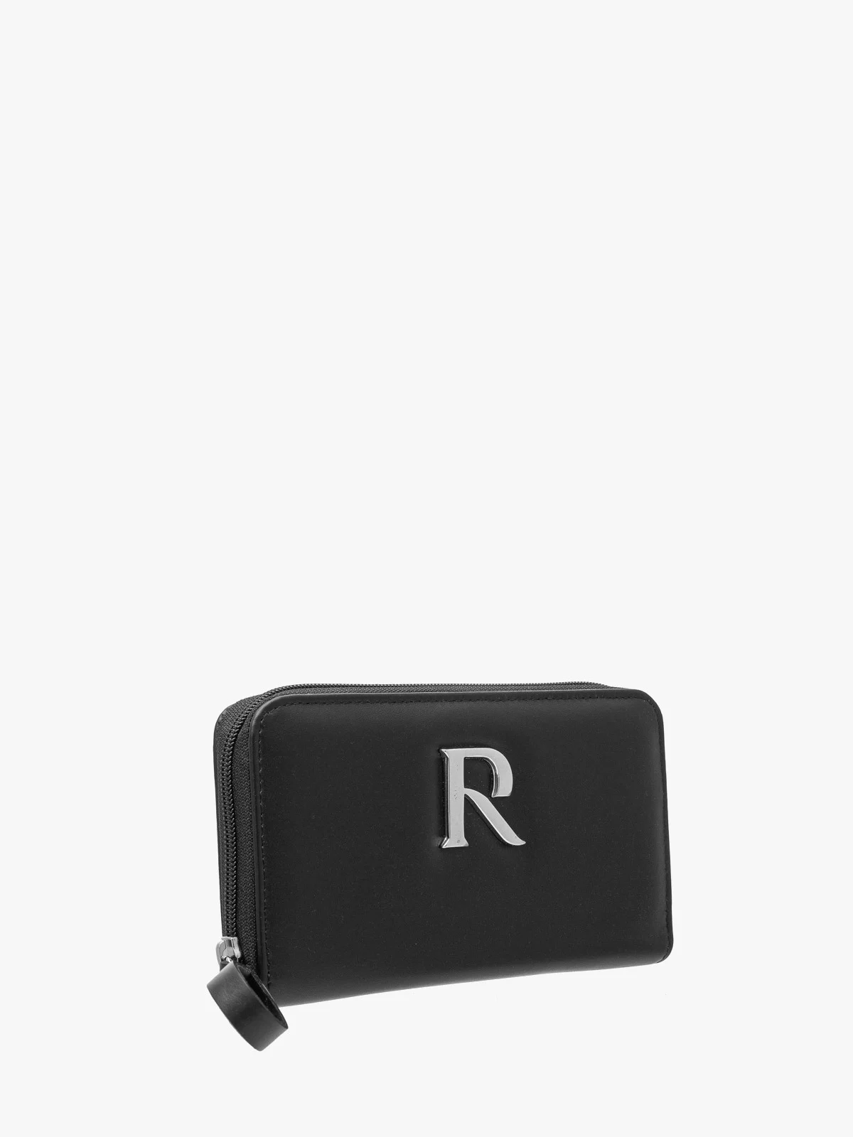 Czarny portfel damski ze srebrnymi detalami