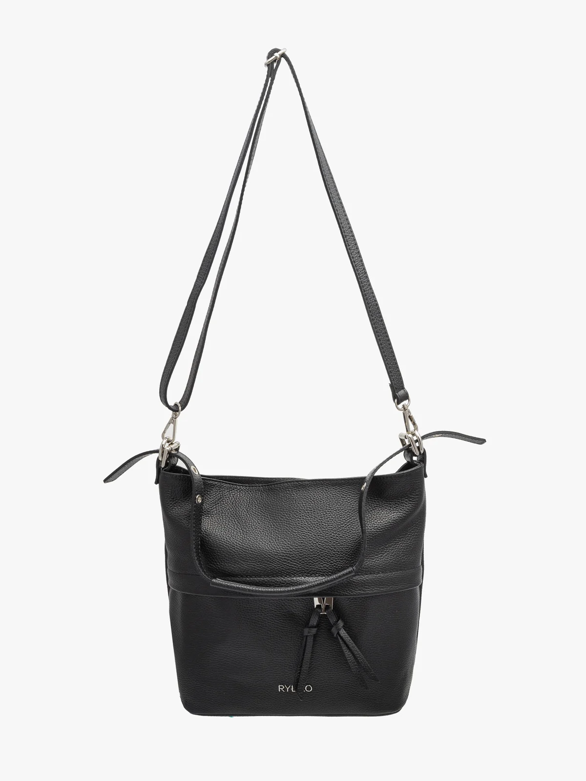 Czarna torebka średniej wielkości z dwoma paskami