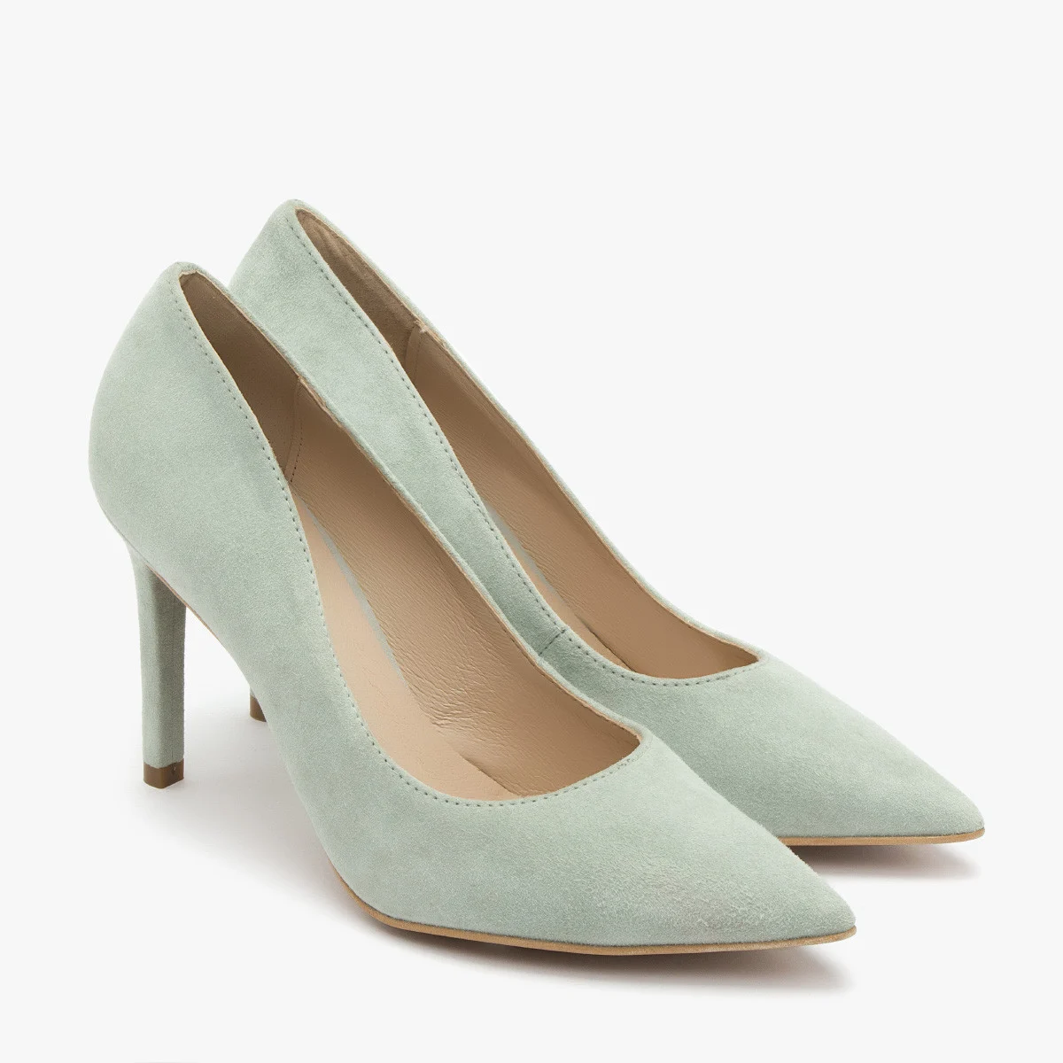 Miętowe czółenka na wysokiej szpilce