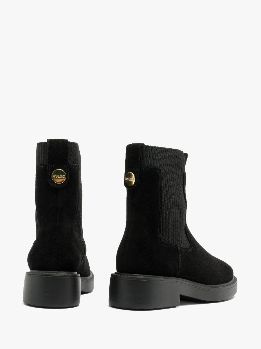 Czarne sztyblety damskie z elastyczną gumą