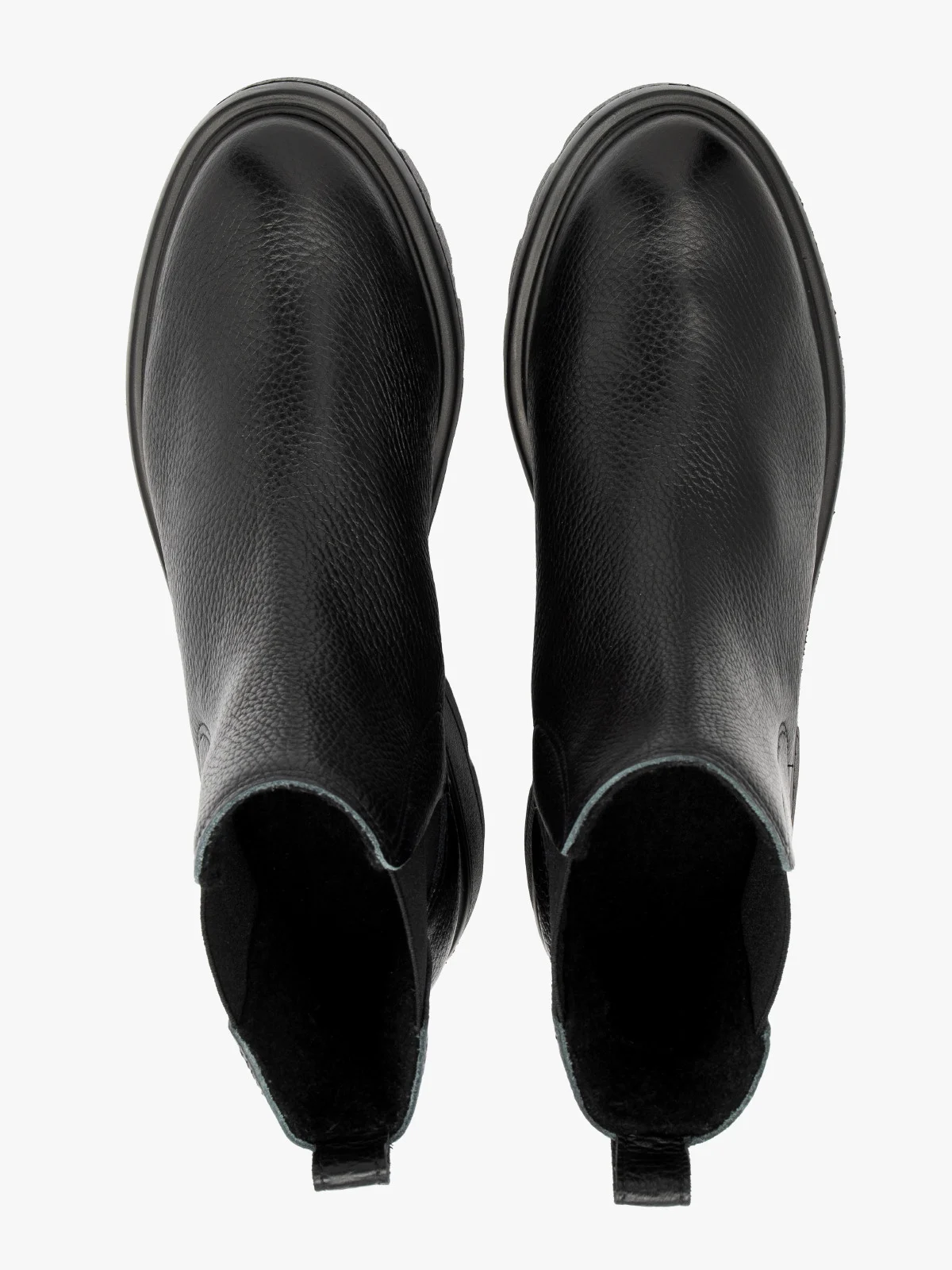 Czarne sztyblety damskie z dekoracyjnym cięciem przy gumie