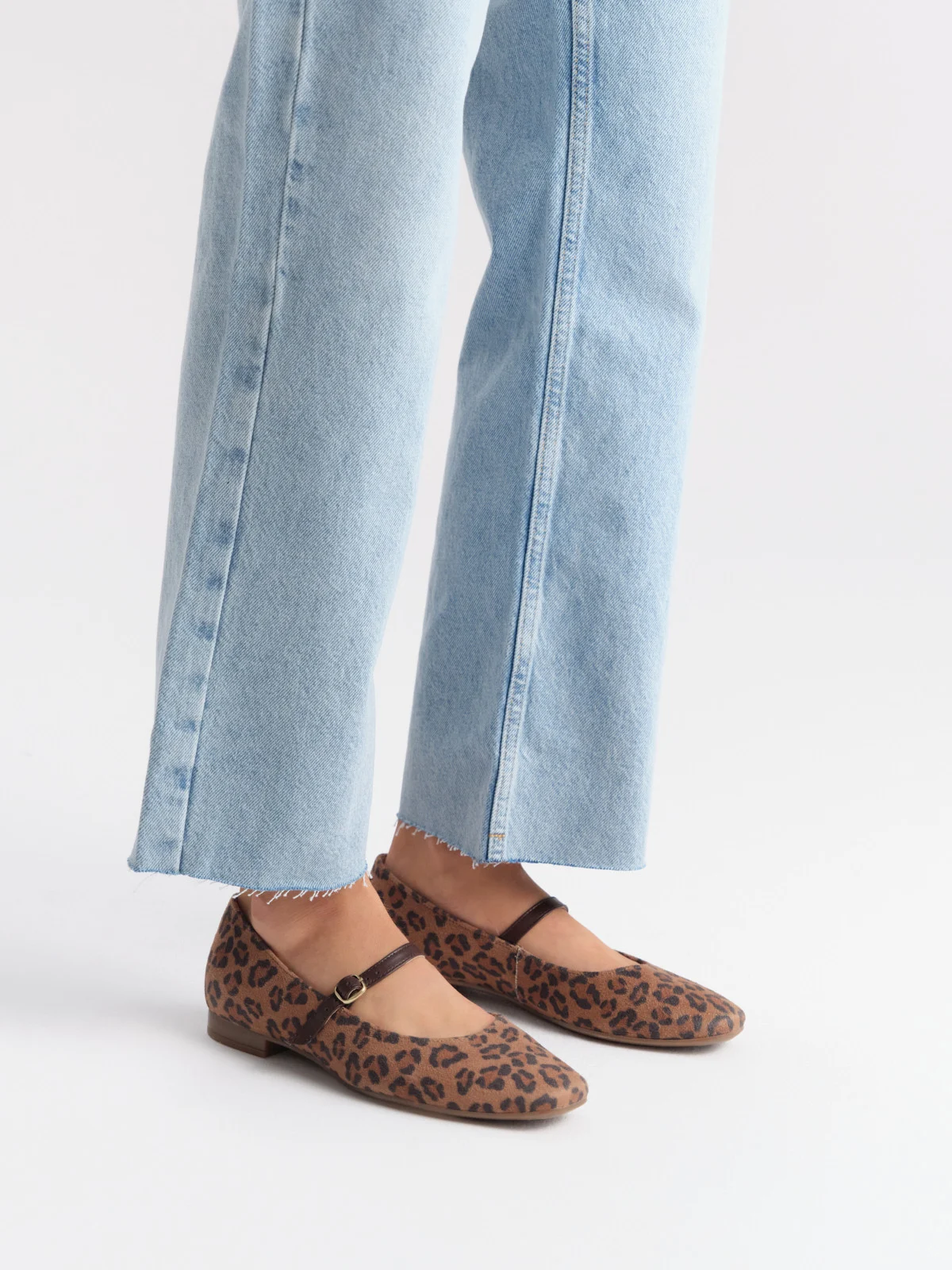 Baleriny damskie w panterkę w stylu Mary Jane