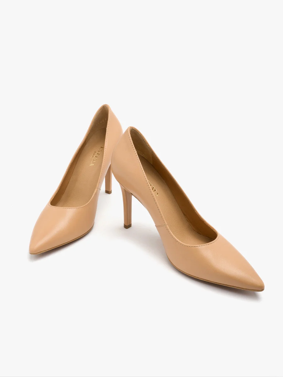 Beżowe czółenka na wysokim obcasie