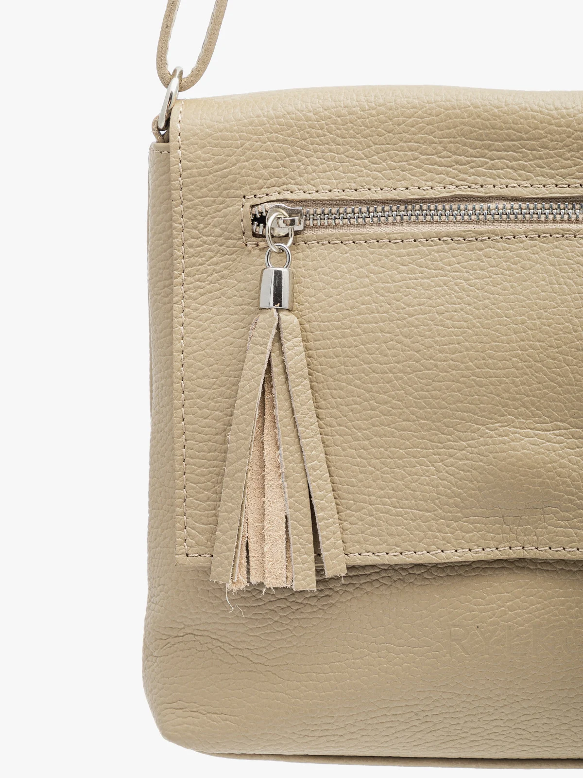 Ciemnobeżowa torebka listonoszka średniej wielkości