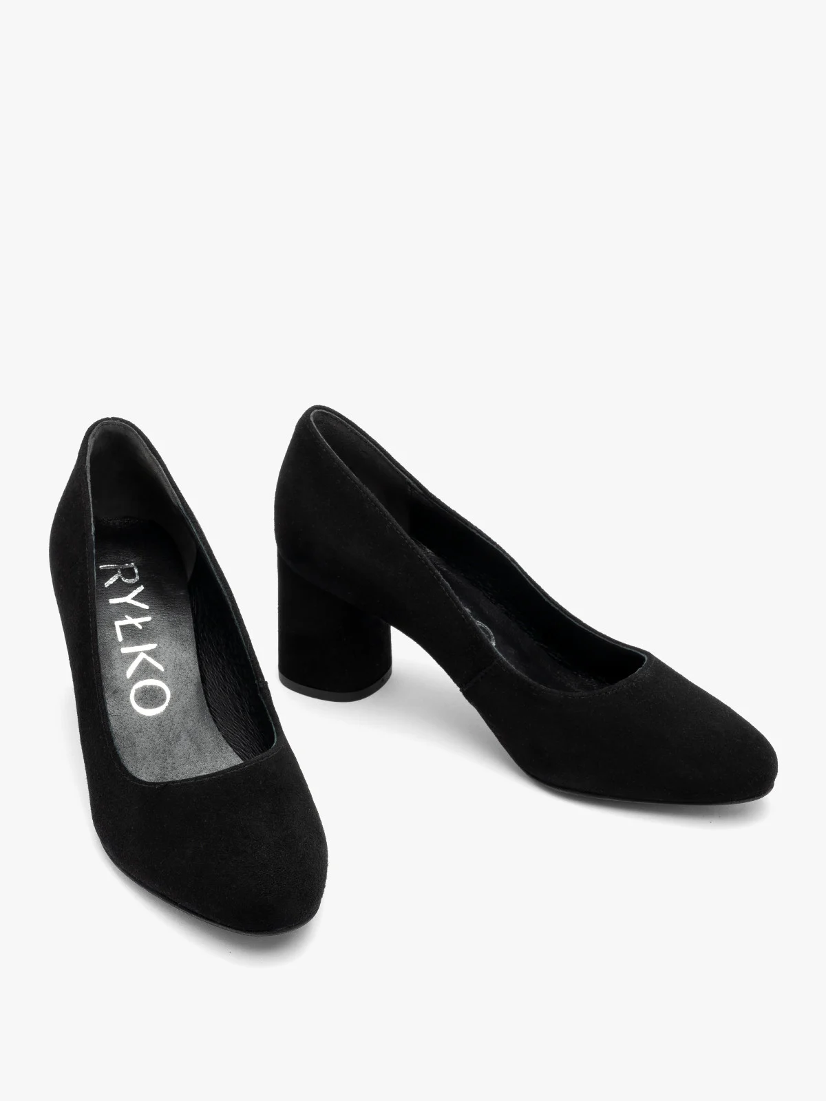 Czarne, welurowe czółenka damskie