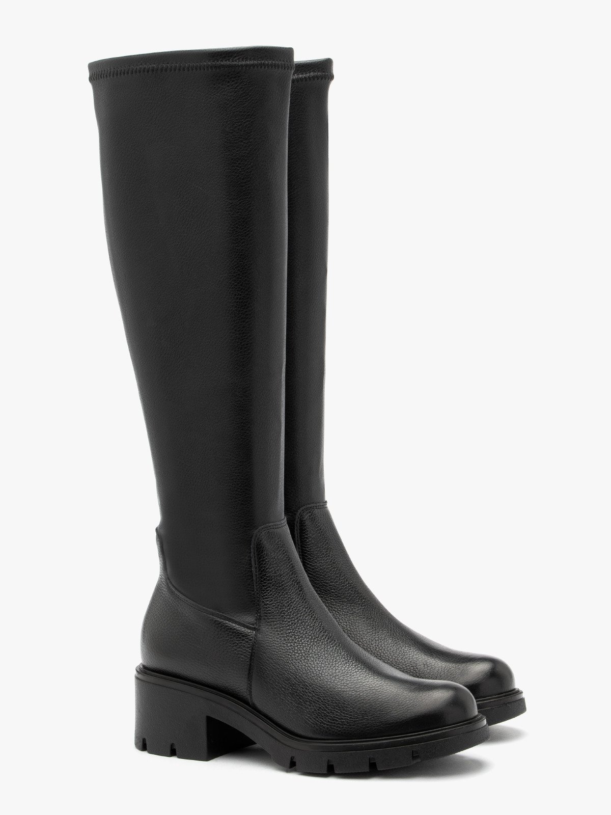 Czarne elastyczne kozaki z szeroką cholewką