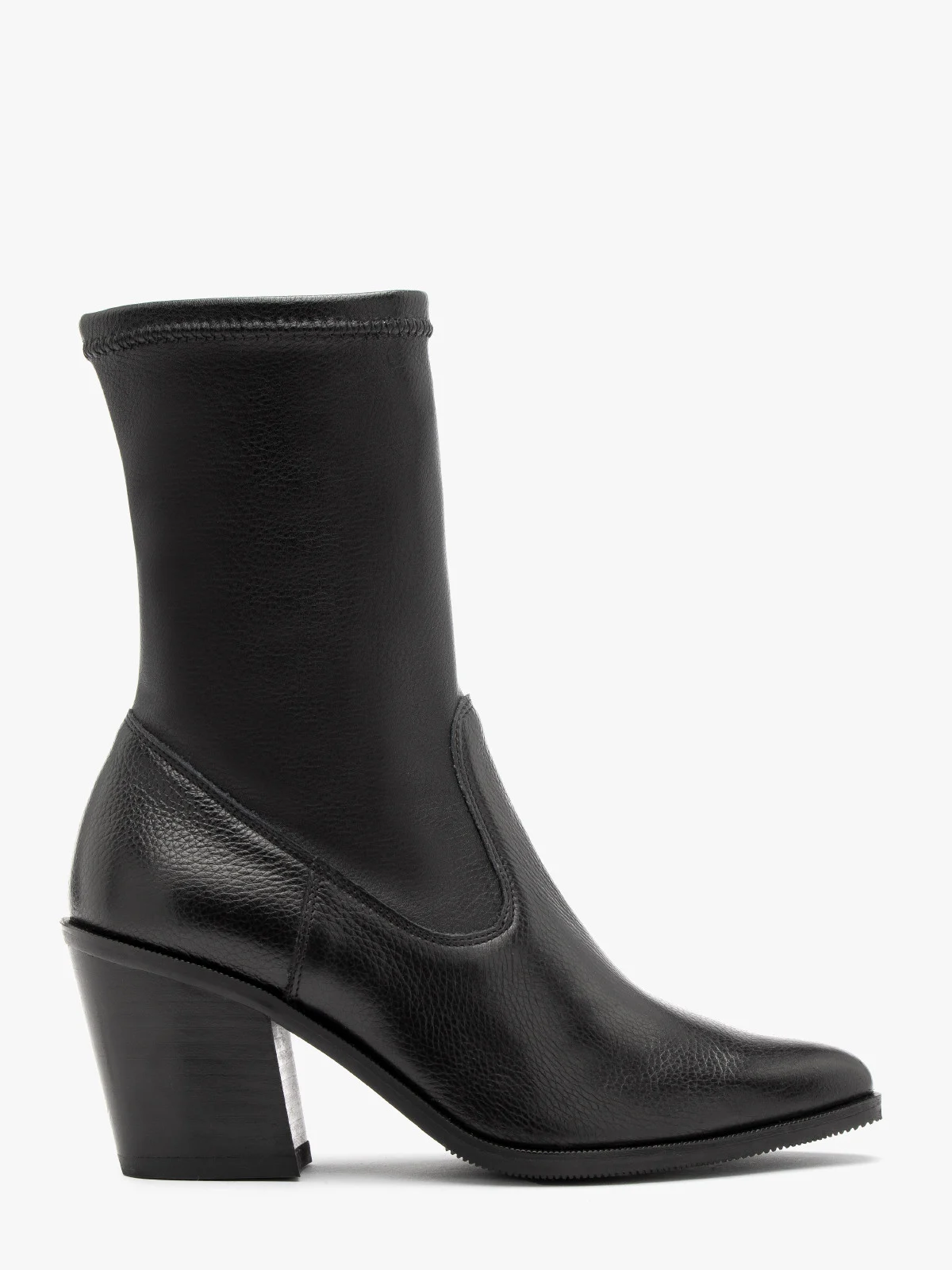 Czarne, elastyczne botki damskie na masywnym klocku