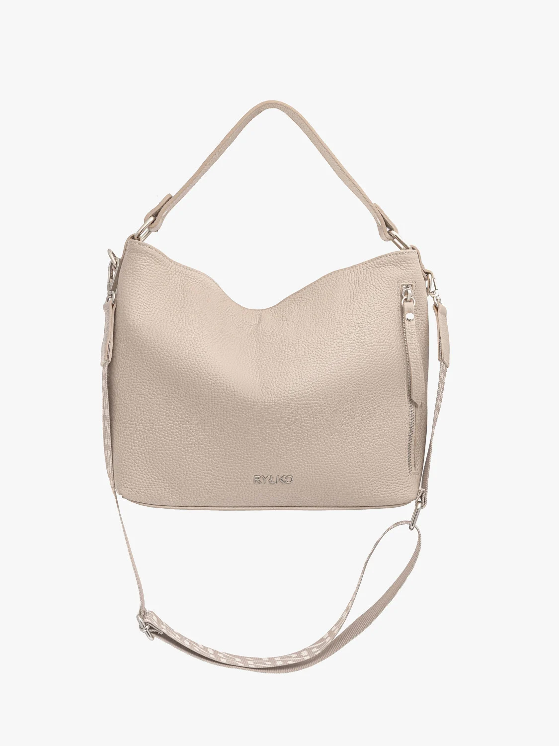 Kremowa torebka na pasku z tkaniny