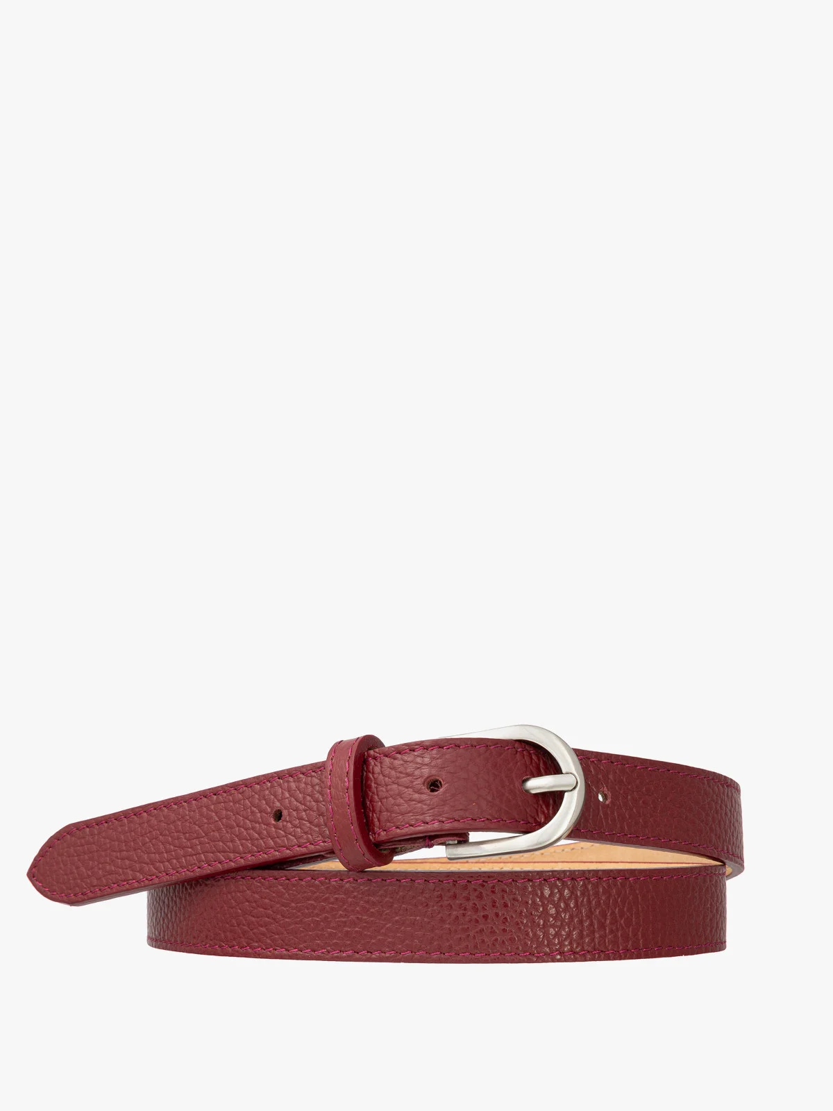 Bordowy pasek skórzany damski