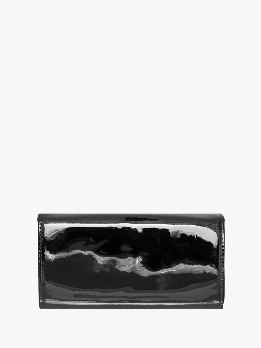 Czarny lakierowany portfel damski