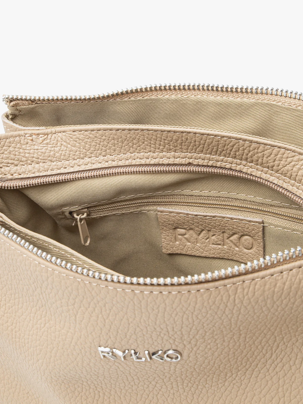 Ciemnobeżowa torebka z regulowanym paskiem