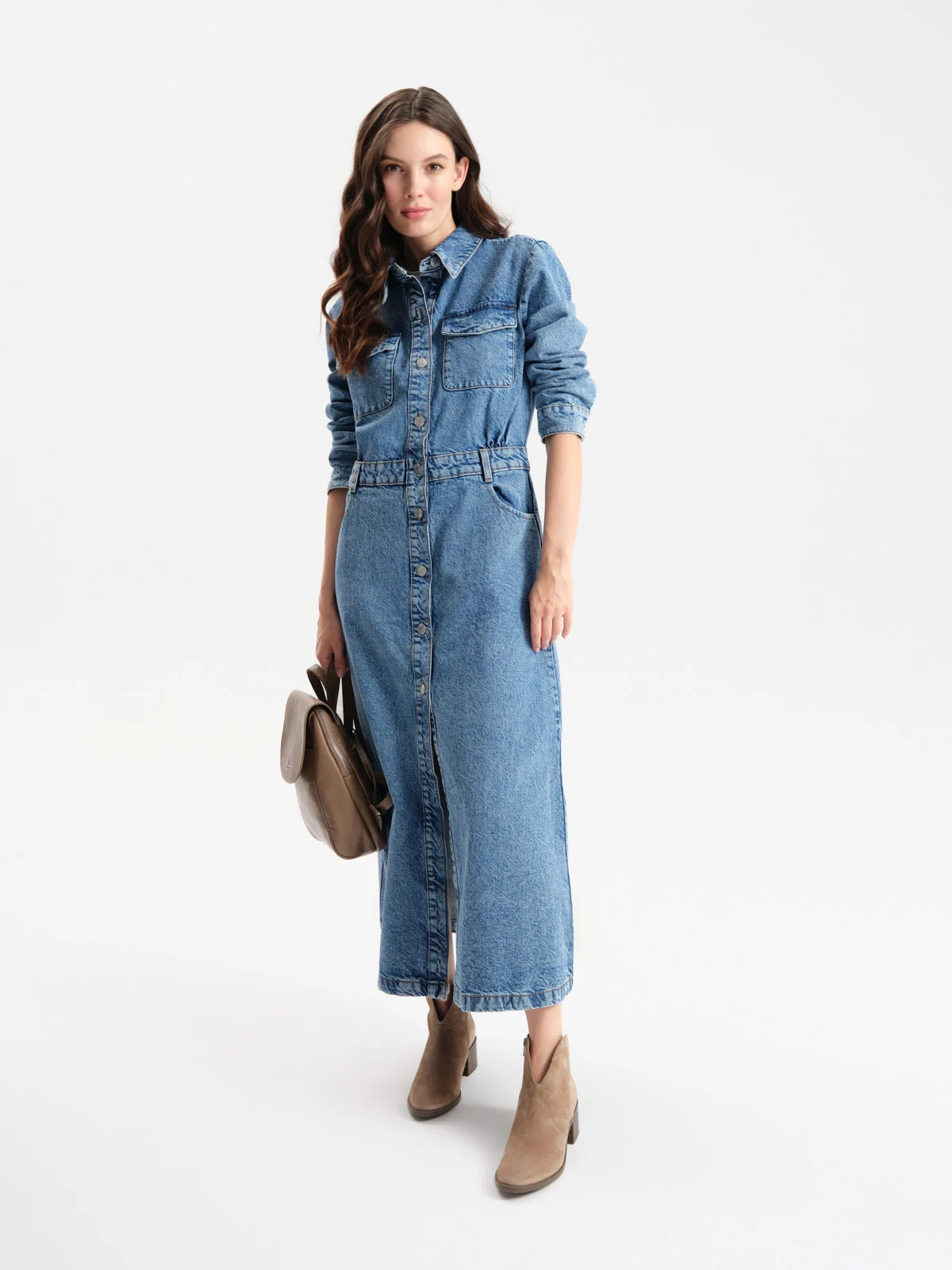 Piaskowe botki damskie typu kowbojki