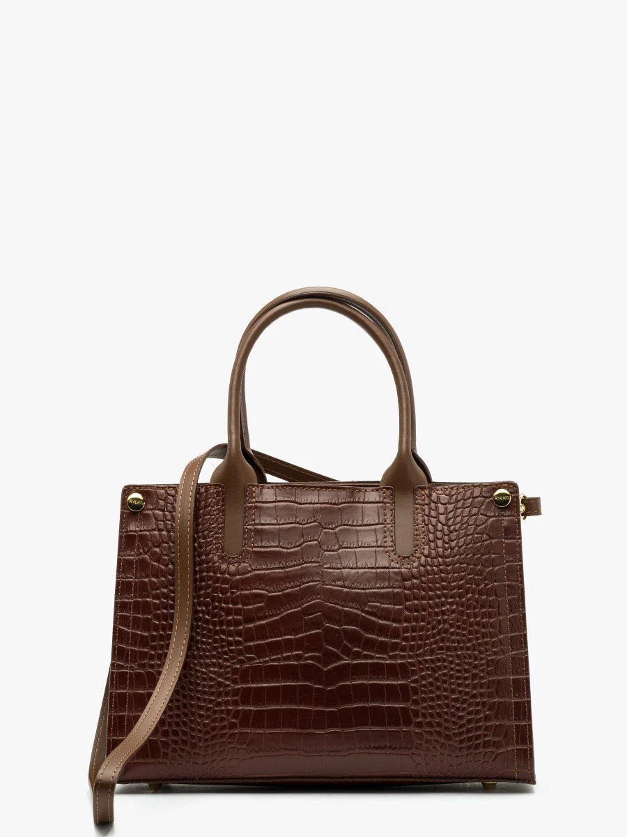 Brązowa torebka z ozdobną fakturą