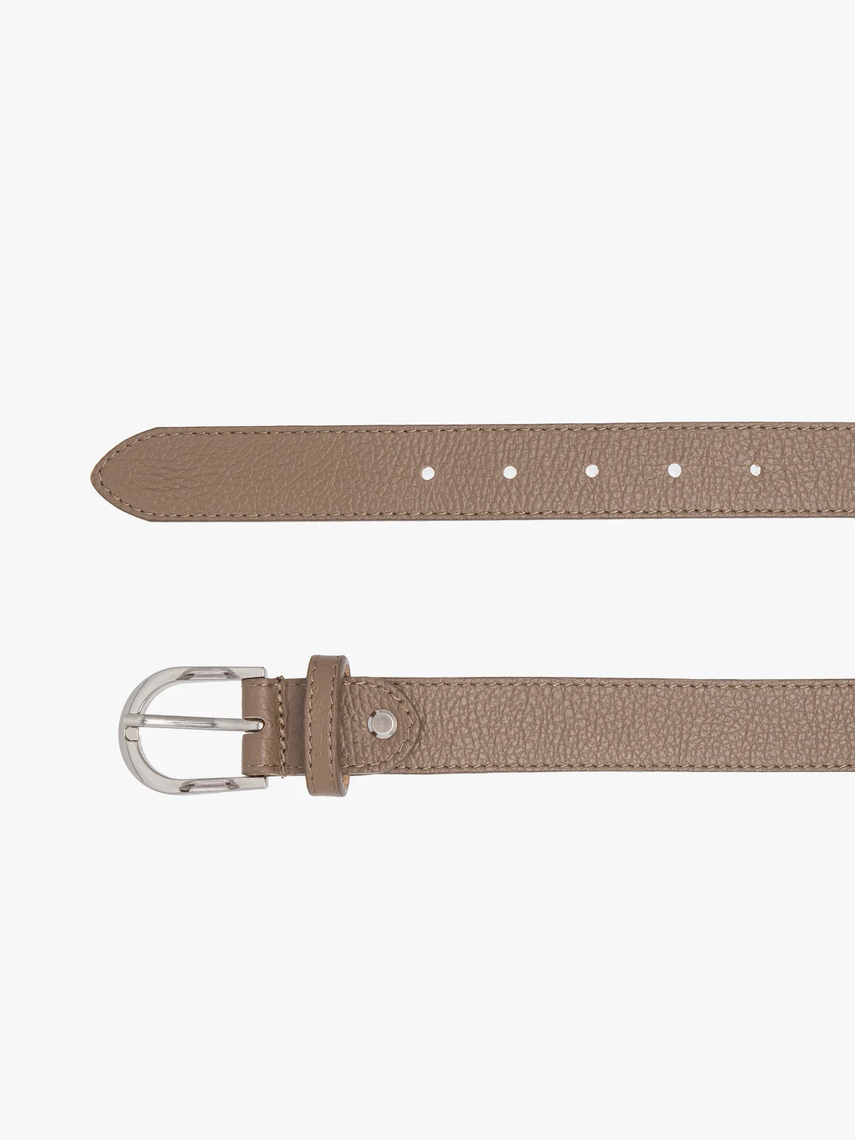 Beżowy pasek damski ze srebrną klamrą