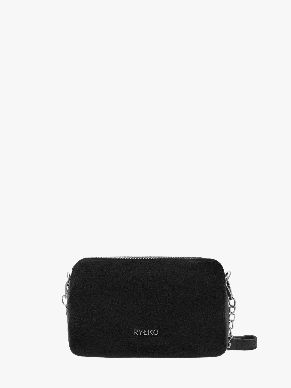 Mała, czarna torebka z łańcuszkowym paskiem na ramię