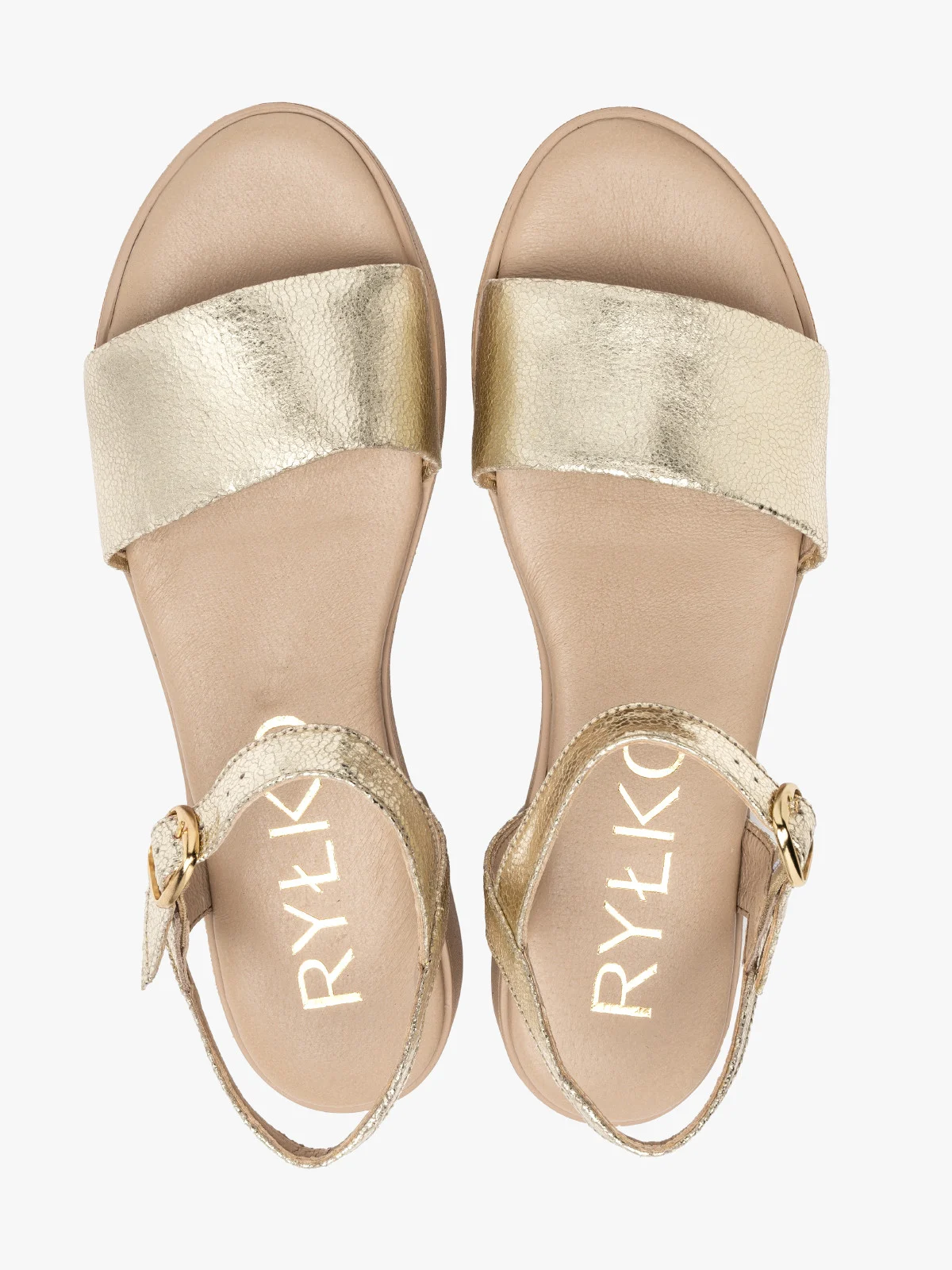 Złote sandały na lekkiej podeszwie
