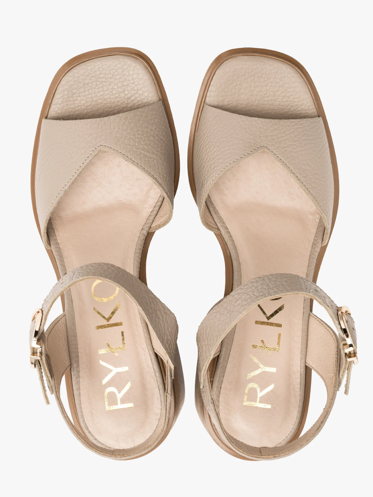 Beżowe sandały na masywnym obcasie