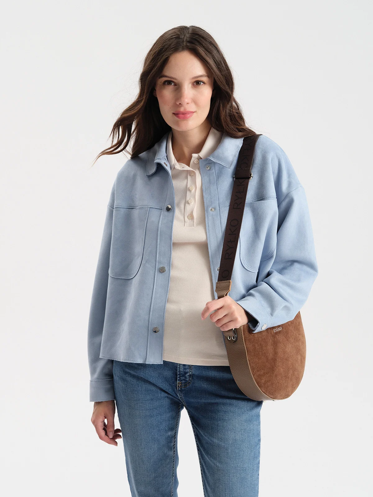 Ciemnobrązowa torebka listonoszka na pasku z taśmy