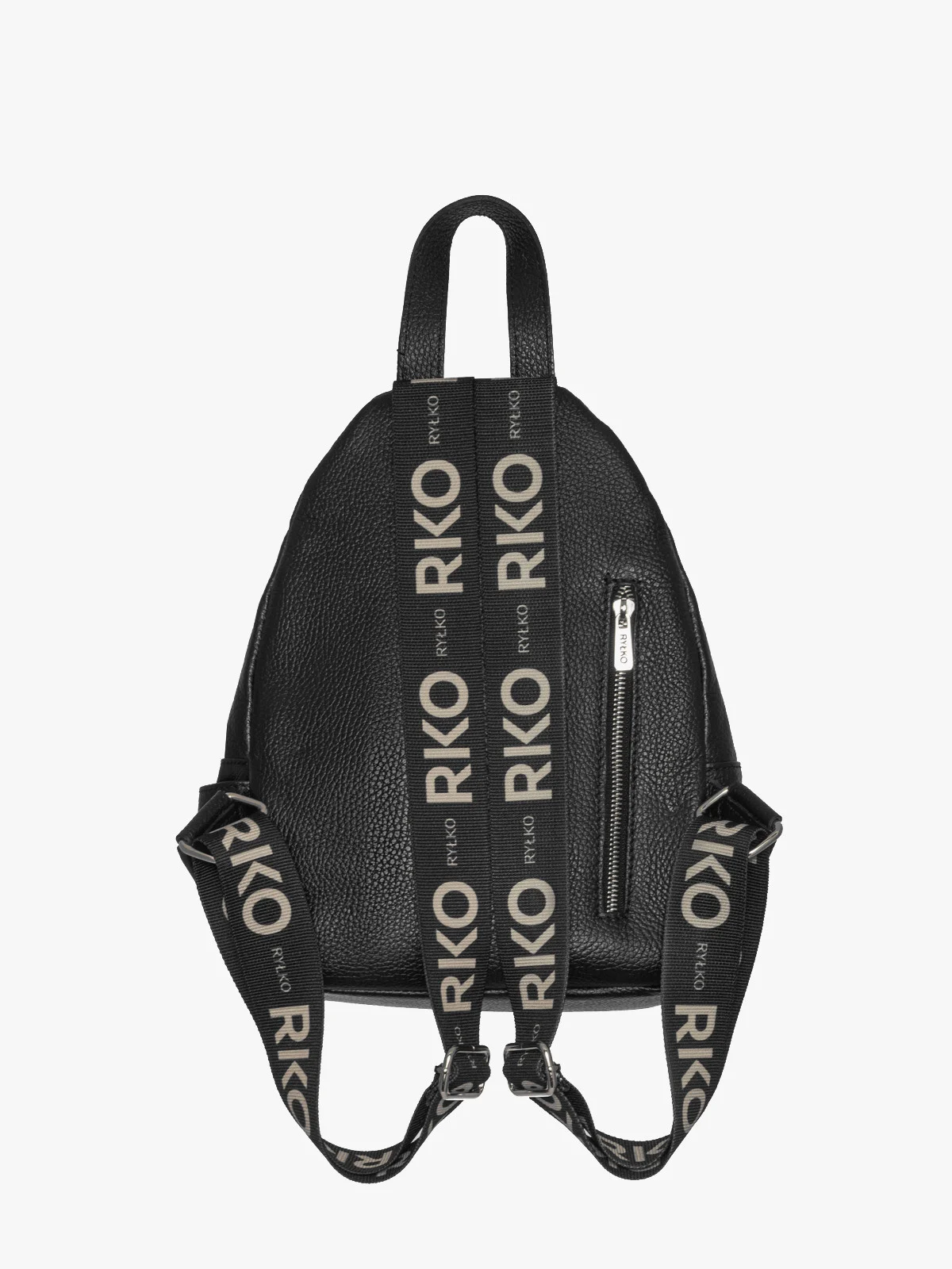 Czarny plecak damski z ozdobnymi taśmami