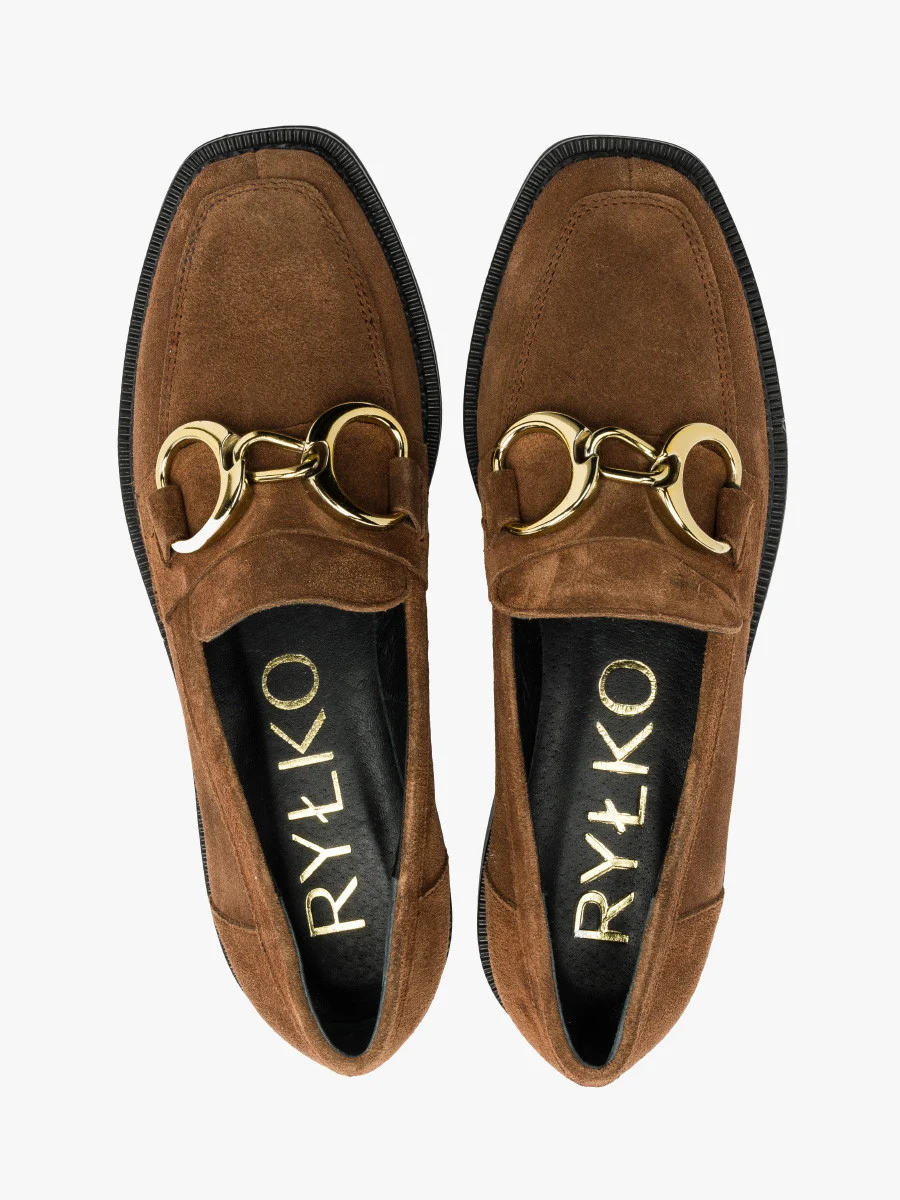 Rude mokasyny na płaskiej podeszwie