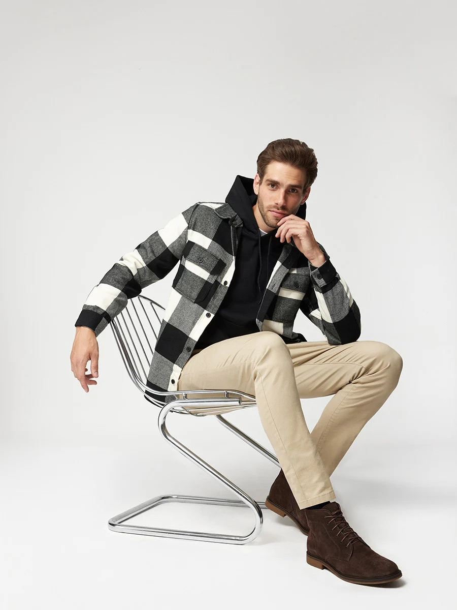 Brązowe trzewiki męskie ocieplane wełną