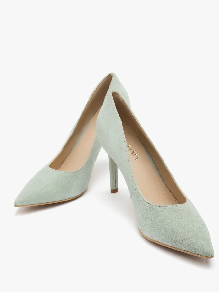 Miętowe czółenka na wysokiej szpilce